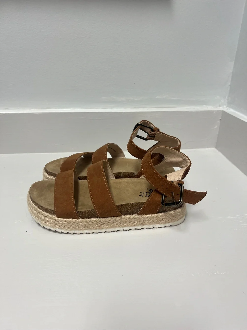 art class Brown Braided Platform Sandals for Kids